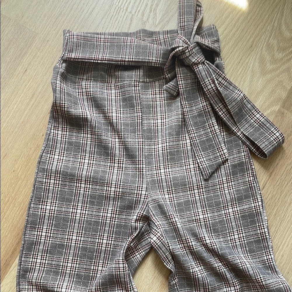 Chic Plaid Tie-Waist Trousers